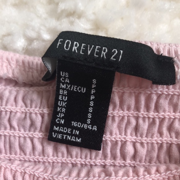 Forever 21 Pink Puffy Sleeve Shirred Crop Top - Picture 4 of 5